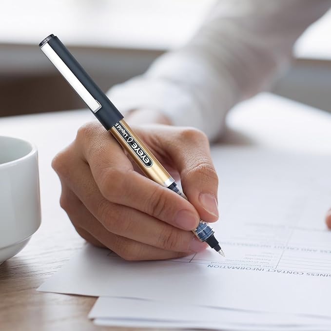 EYEYE 0.7mm Blue Rollerball Pens 12 Pack Medium Point Smooth Writing Pens, Quick Dry Liquid Ink for Journaling, Note Taking, Office & School Supplies