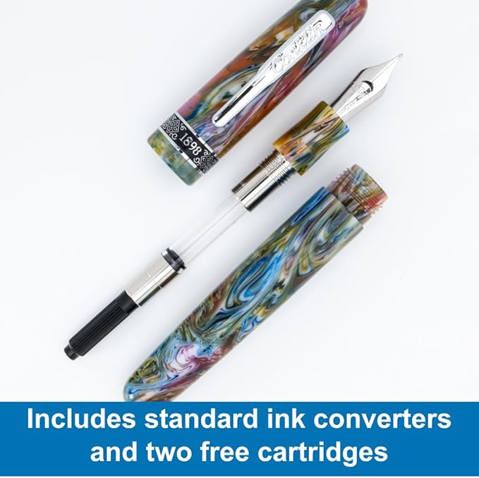 Conklin 1898 Fountain Pen, Misto Green - Broad Nib | Unique Resin Blend Design | JoWo Stainless Steel Nib Made in Germany | Ideal for Writers