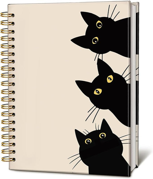 Funny Cat Notebook Journal, Funny Peeking Spiral Notebook, Cat Lover Gifts for Women Men, Black Cat Gifts for Girls, Cat Notepad for School Supplies, Office Supplies 5.5x8.3 Inch