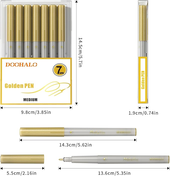DOOHALO Metallic Pens Gold Silver Marker Compatible with Cricut 3/Maker/Explore 3/Air 2/Air Machine 1.0 Medium Point Tips for Drawing Writing