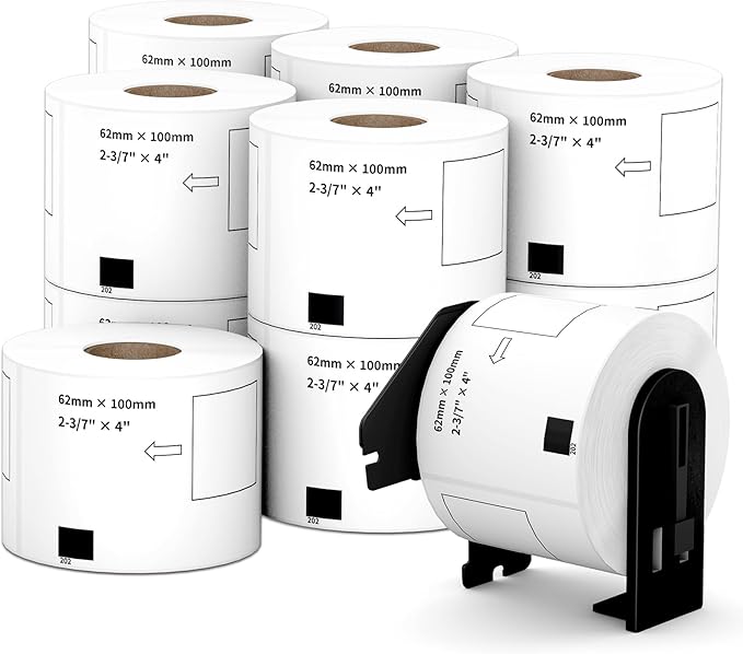 Compatible Shipping Labels Replacement for DK-1202 (2.4" x 3.9"), Use with Brother QL Label Printers (12 Rolls + 1 Reusable Cartridges, 300 Labels/Roll)