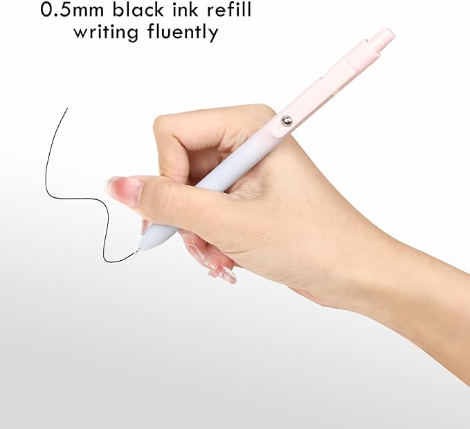 Ddaowanx Gel Pens, 10 Pcs 0.7mm Quick Dry Black Ink Pens Fine Point Smooth Writing Pens, Cute Office School Supplies Gifts for Women (10 Pcs Gradient-Black Ink)