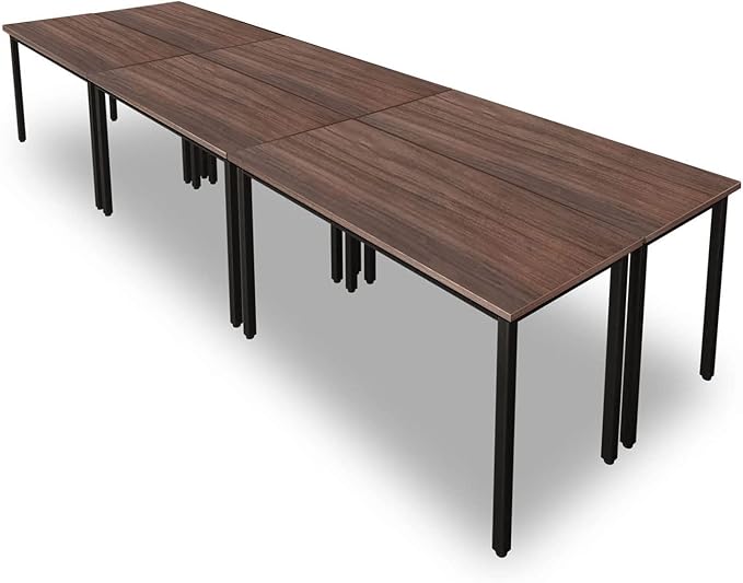 Bonzy Home Conference Tables 14ft Office Computer Desk for Meeting Room Study Writing Printer Table for 16 People Save Space Design Rustic Vintage Walnut 6PCS (165.3"x47.2"x29.5")
