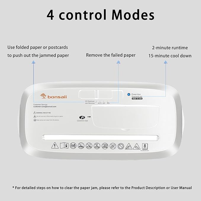 Bonsaii Quiet Strip-Cut Shredder, Up to 8 Sheets, Offering high Security, CDs, Credit Cards, Overheat Protection, Equipped with a 3.4-Gallon bin, Operates Quietly, Ideal for Home Office, White