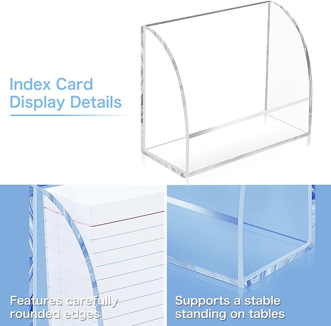 Index Card Display Stand 4.7 X 2.4 X 6.3 Acrylic Card Holder for Desk File Note 4x6 Clear Postcard Stand Index Card Rack Acrylic Business Stand for Office Business Classroom(No Card)