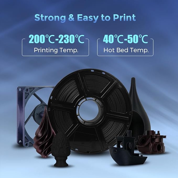 FLASHFORGE Carbon Fiber PLA Filament 1.75mm, Carbon Fiber Reinforced PLA 3D Printer Filament, 1KG Spool Dimensional Accuracy +/- 0.02mm, High Strength & High Abrasion-Resistance (PLA-CF Black)