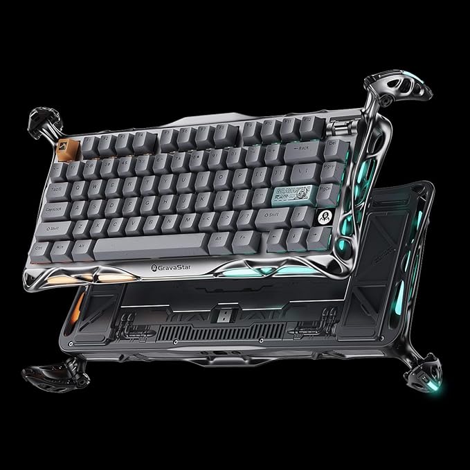 GravaStar Mercury K1 Pro Wireless Gaming Keyboard, Aluminum Alloy, 75% Layout Custom Keyboard, Designed for Durability & Unique Aesthetic (Gray)