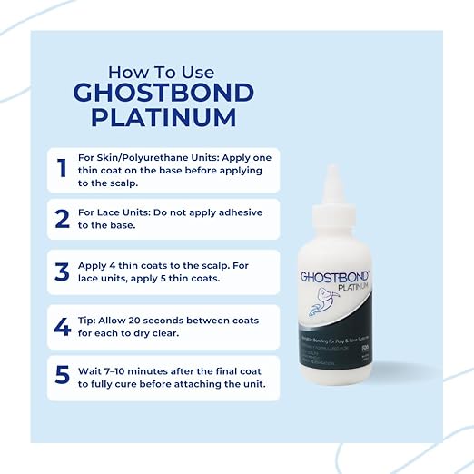 GHOSTBOND Platinum Water Resistant Wig Glue for Extreme Heat - 5oz - Hair Replacement Adhesive for Poly and Lace Wigs. Invisible Bonding Hair Glue - Strong Hold Lace Front Glue