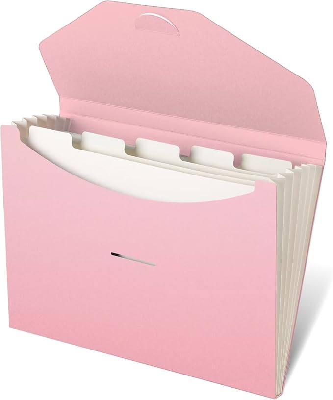 Blue Lake ECOLIFE Expanding File Folder Accordion Folders ECO Friendly 6 Pocket Organizer Pink