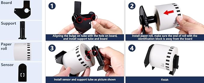 BETCKEY - Compatible Shipping Labels Replacement for Brother DK-1241 (4" x 6"), Use with Brother QL Label Printers [10 Rolls + 2 Reusable Cartridges]