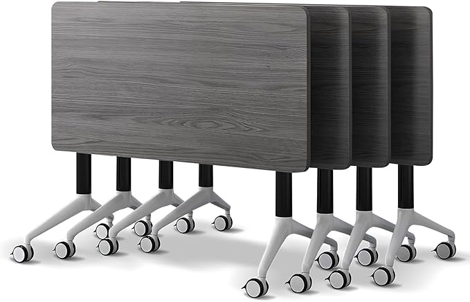 Conference Room Table with Flip-Top Design for Dynamic Meetings, Business Table Computer Desk with Heavy-Duty Frame,Foldable Seminar Meeting Tables for Home Office (4, B, 47.2IN)