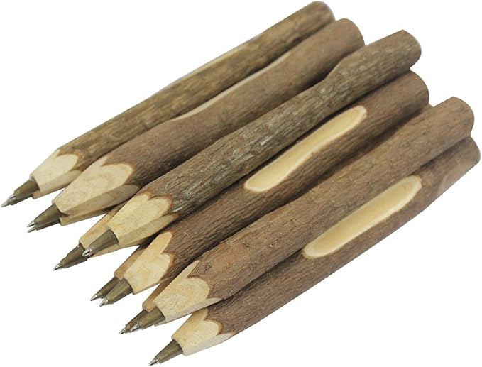 Handmade Wooden Ballpoint Pen Creative Original Ecological Wood Pen Short Style (about 5 inches, 13 cm) - 12 pcs