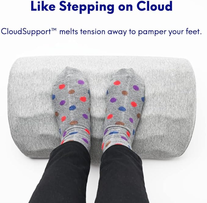 C CUSHION LAB Ergonomic Foot Rest for Under Desk - Patented Massage Ridge Design Memory Foam Foot Stool Pillow for Work, Home, Gaming, Computer, Office Chair - Footrest for Back and Hip Pain Relief