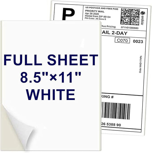 Coopaty Full Sheet Address Labels for Laser/Inkjet Printers, White, 8.5" x 11" Shipping Label, 2000 Labels