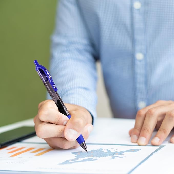 EYEYE G-103 Retractable 0.5mm Gel Pens, 10 Pack Extra Fine Point Blue Ink Pens Quick Dry, Ballpoint Pen Fine Point Smooth Writing Pens for Office School Supplies