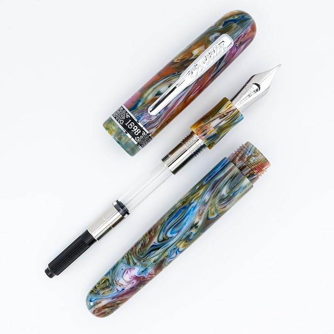 Conklin 1898 Fountain Pen, Misto Green - 14KT Gold Fine Nib | Luxury Writing Instrument with Unique Resin Blend | 14KT Gold Nib Made in Germany | Ideal for Pen Enthusiasts