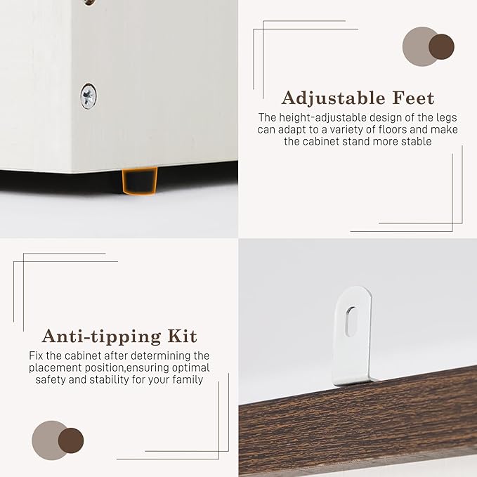 Farmhouse 3 Doors Armoire Wardrobe Closet w/Folding Sliding Barn Door and Lights, LED Armoire Closet w/Drawers for Bedroom, Freestanding Wooden Wardrobe Storage Closets w/Hanging Rod,Antique White