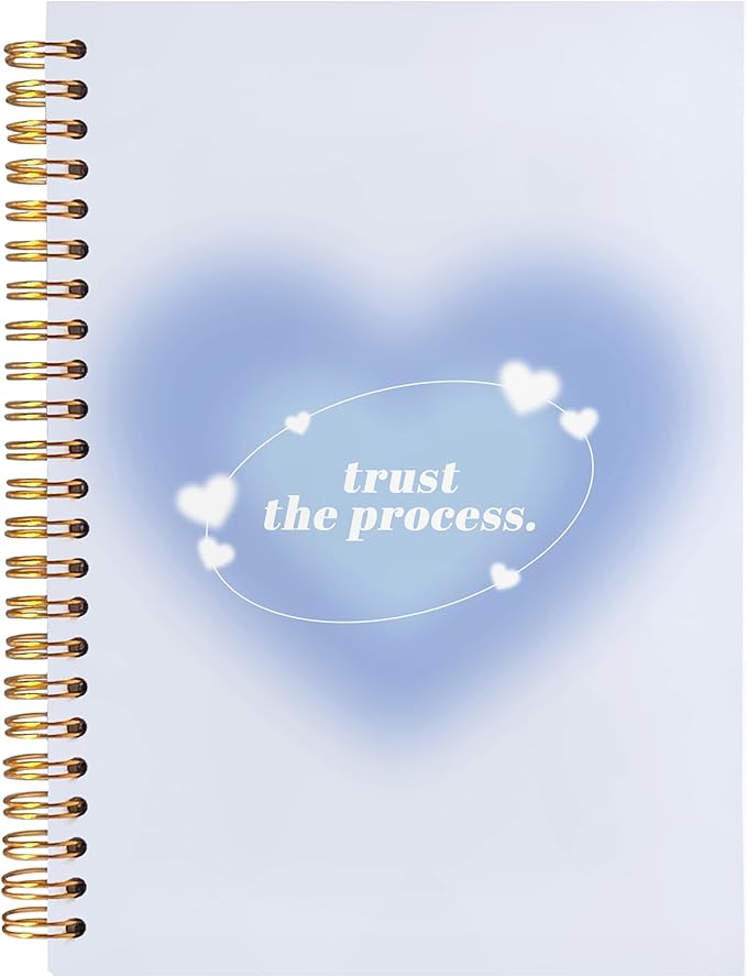 BearCake Trendy Y2K Blue Aura Preppy Notebook Journal, Trust the Process Inspirational Notebooks, Aesthetic Notebooks, Blue Aesthetic Office Supplies, Hardcover Spiral Notebook 5.5x8.3