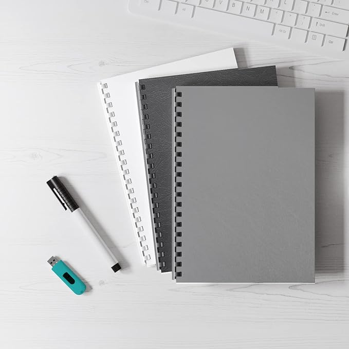 Binditek 50 Pack Plastic Binding Comb Spines, 1 Inch Diameter, 225 Sheet Capacity, 19 Ring, for Letter Size, Black, for Students and Coworkers