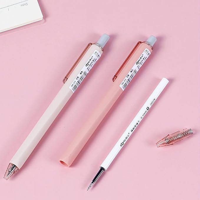 HeTaoCat Retractable Gel Pens, 6 Pastel Exterior Colors, 0.5mm Fine Point, Quick Drying, Writing Drawing, Black ink gel pens, Box of 6 Pens (6)