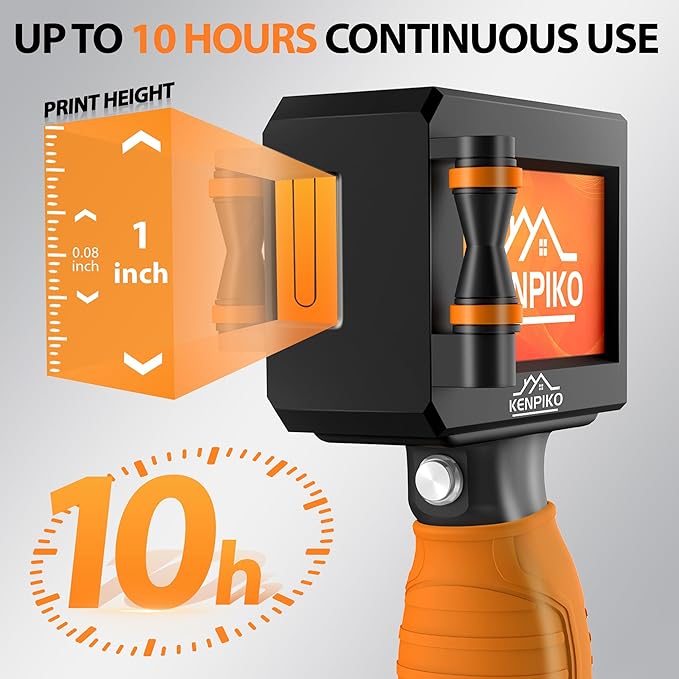 Handheld Printer, 2025 Upgrade 1 Inch Print Height Handheld Inkjet Printer with 72ML Quick-Drying Ink Cartridge,Portable Inkjet Printers Gun with 4.3" Touch Screen for Barcode, Logo, Date