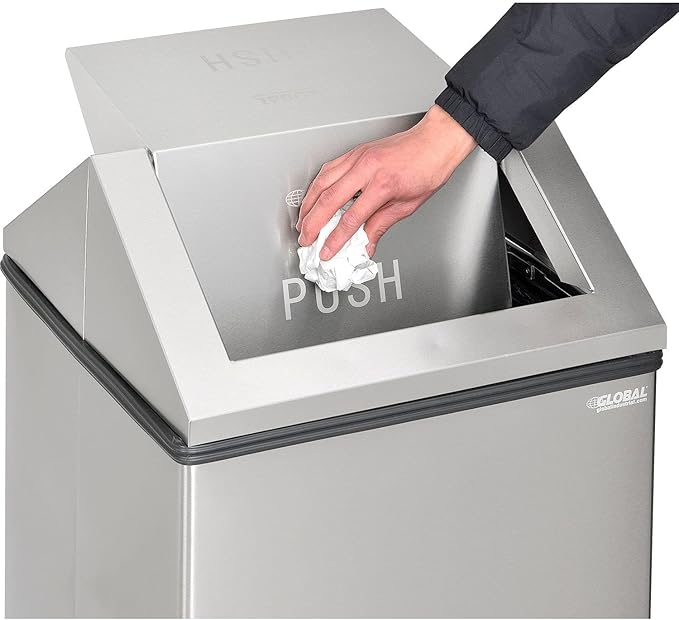 Global Industrial 40 Gallon Stainless Steel Swing Top Receptacle