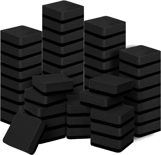 Dry Erase Erasers, 48 Pack Magnetic Whiteboard & Chalkboard Cleansers, Small Magnetic Erasers (Black)