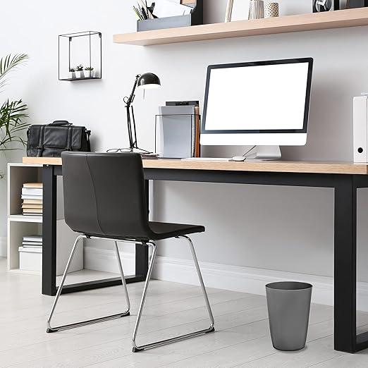 HOLDN’ STORAGE Small Trash Can - 1.58 Gallon Open Top Waste Bin, Compact Waste Can Perfect for Bathroom, Kitchen, Office, Dorm - Durable Garbage Can - Grey