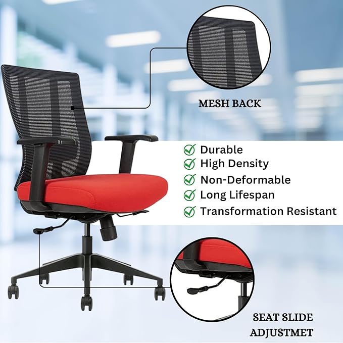 Ergonomic Office Chair - Breathable MESH - Back Adjustable Lumbar Support with 3-D ARMRESTS TILT Function and 360-DEGREE Swivel Wheels Comfortable Wide SEAT - Home Office Chair (Tangerine) Pack of 2