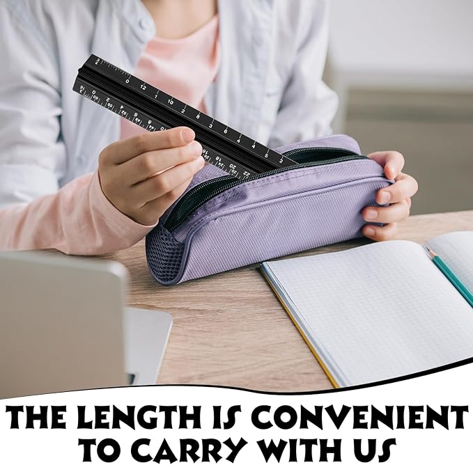 Fumete 12 Pack 6 Inch Architectural Engineering Scale Rulers Small Scale Ruler Pocket Size Scale Ruler Construction Rulers Imperial Measurements for Architects Engineering, Draftsman Drawing(Black)