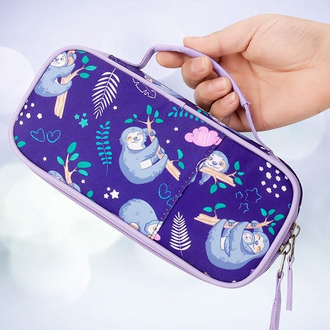 Choco Mocha Sloth Pencil Case for Girls, Soft Pencil Case Kids Pencils Pouch for Kindergarten Girls, Purple