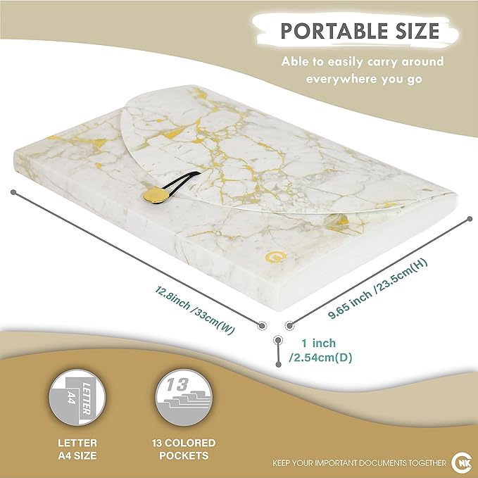 CNK File Folders Organizer with 13 Pockets Accordion Expanding Folder For Documents Receipt Document Paper Pocket Filing Products Accordian Important expandable holder files alphabetical Labels Letter