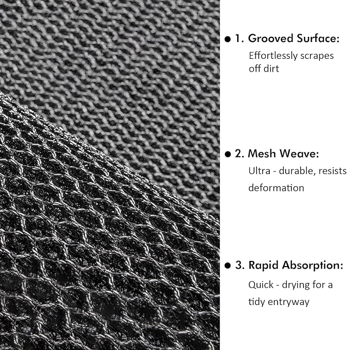 Front Door Mat Indoor Entrance 29.5"x17" for Apartments/Small Spaces, Heavy Duty Rubber Entryway Mats Backing Inside/Outside Dirt Trapping, All Weather Outdoor Rug Black and White