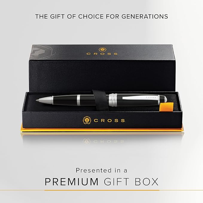 Cross Bailey Refillable Rollerball Pen Presented in a Premium Gift Box - Medium Point, Black Ink, Black