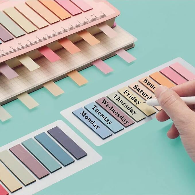 ELII 2400Pcs Sticky Tabs for Annotating Books,Morandi Book Tabs for Binders,Page Markers Clear Writable and Repositionable Book Flags Strip Index Tabs (morandi-2400pcs New)