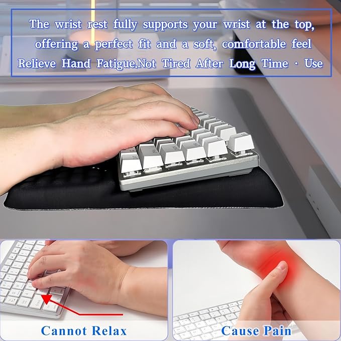 Ergonomic one-Piece Computer Keyboard Stand with Wrist Rest for Desktop Offers Two Support Angles. Silky Lycra Surface and Memory Foam Comfortable Hand Support (Black Star)