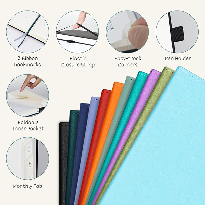 BEZEND Planner 2025-2026 Weekly and Monthly, 5.8" x 8.5" Academic Calendar (Jul 25-Dec 26) Vertical Daily Appointment with Hourly Timeslot & Monthly Tab, PU Leather Hardcover - Black