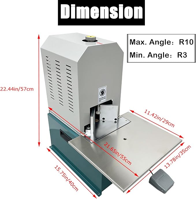 Electric Corner Rounder Desktop Paper Corner Rounding Cutter with Paper Drawer Foot Pedal Switch Semi-Automatic Book Fillet Cutter Machine Cutting Angle R3-R10 7PCS Cutting Dies 110V