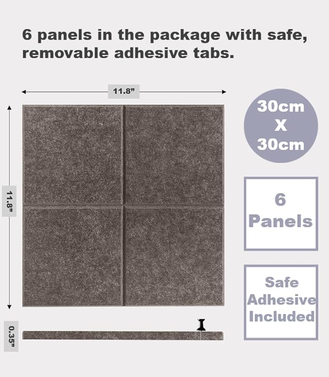 Cork Board 24 x36 Alternative - 6 Pack Felt Wall Tiles with Safe Removable Adhesive Tabs, Cork Boards for Walls Cork Board for Home Office Pin Board Tack Board - Desert Palm