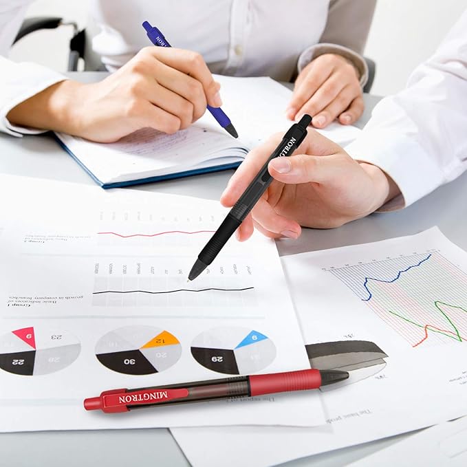 Gel Pens, 50 Pack Black Pens Fine Point, No Smear Ink Pens for Left Hand, Click Pens Bulk, Retractable Rollerball Pens for Smooth Writing, 0.5MM, Black Ink