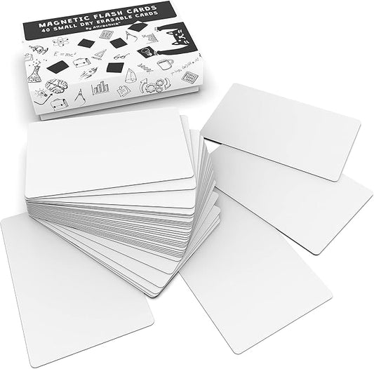 Dry Erase Magnetic Labels 2.8 x 1.8 in, Small Dry Erase Magnets, 40-Pack, White Erasable Write-On All-Purpose Labels, for Office, Education, Home, Whiteboard