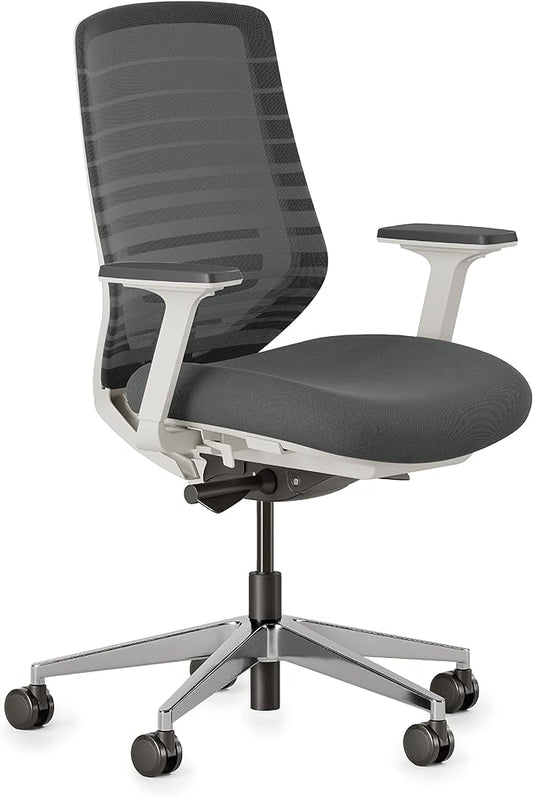 Branch Ergonomic Chair - A Versatile Desk Chair with Adjustable Lumbar Support, Breathable Mesh Backrest, and Smooth Wheels - Experience Optimal Comfort and Support - Graphite - White