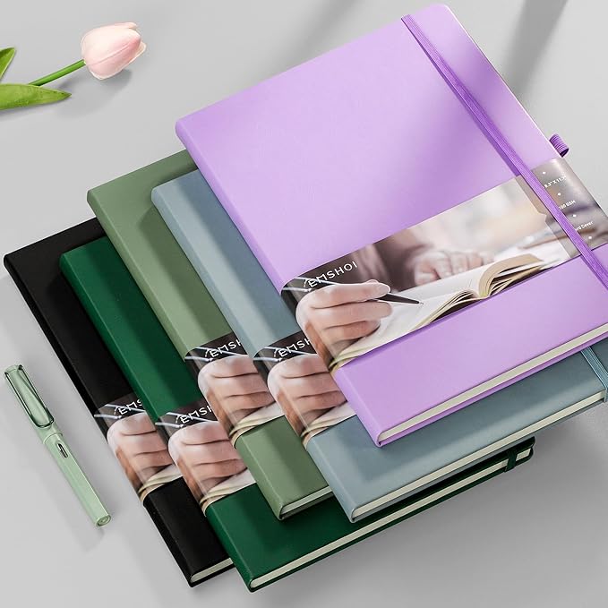 EMSHOI Graph Paper Notebook, 8.5" x 11" Hardcover Leather Journal for Women Men, 192 Pages 100 GSM Grid Paper A4 Large Journals for Writing, Graph Notebook for Work, Graphing, Engineering, Purple