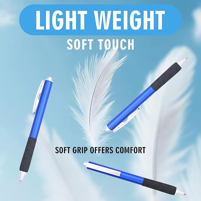 Bulk Gel Pens,50pcs Black ink Gel Pens.Wholesale Retractable Ballpoint Pen,0.5mm Fine Tip for School,Office, Nurses Notes Office Supplies(Blue body)