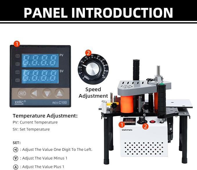 Edge Bander – Portable Edge Banding Machine, Straight & Curve Line, Double-Sided Glue Coating, Adjustable Speed, 110V, Durable & Efficient for Professional Edge Banding
