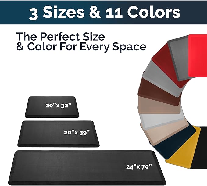 ComfiLife Anti Fatigue Floor Mat – 3/4 Inch Thick Kitchen Mats for Floor, Standing Desk Mat, Kitchen Rug – Comfort at Home, Office – Durable – Stain Resistant – Non-Slip Bottom (20" x 32", Red)