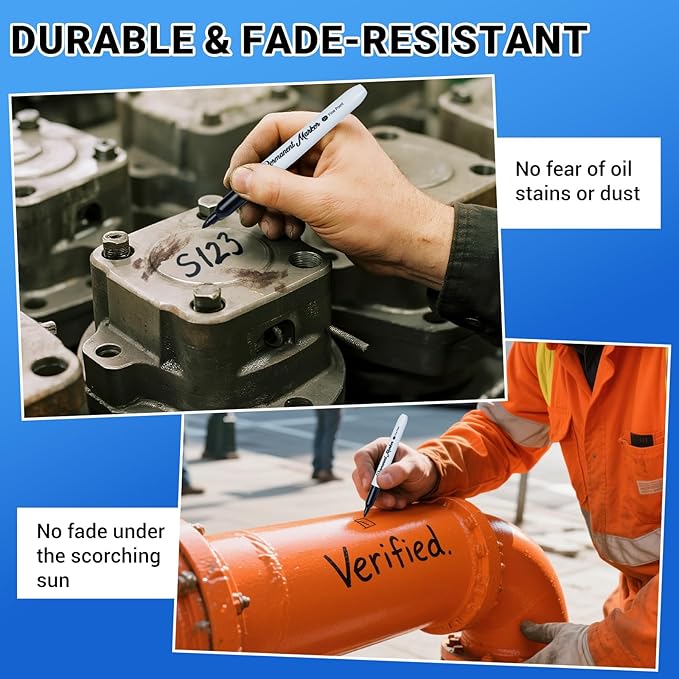 Black Permanent Markers 108 Pack, Black Markers Bulk, Fine Tip, Quick-Drying, Waterproof, Durable for Wood, Plastic, Metal, Glass, Paper - Office Supplies, School, Classroom, Home Organization