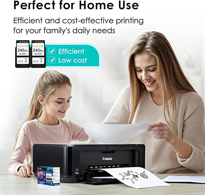 EcoVictor 245XL Black Ink Cartridge Replacement for Canon 245 XL PG-245 XL (Black 2 Pack) Compatible to Pixma MX490 MX492 MG2522 TR4520 TR4500 TS3122 TS3322 MG2520 MG2500 MG3022 TS3320 TR4522 Printer