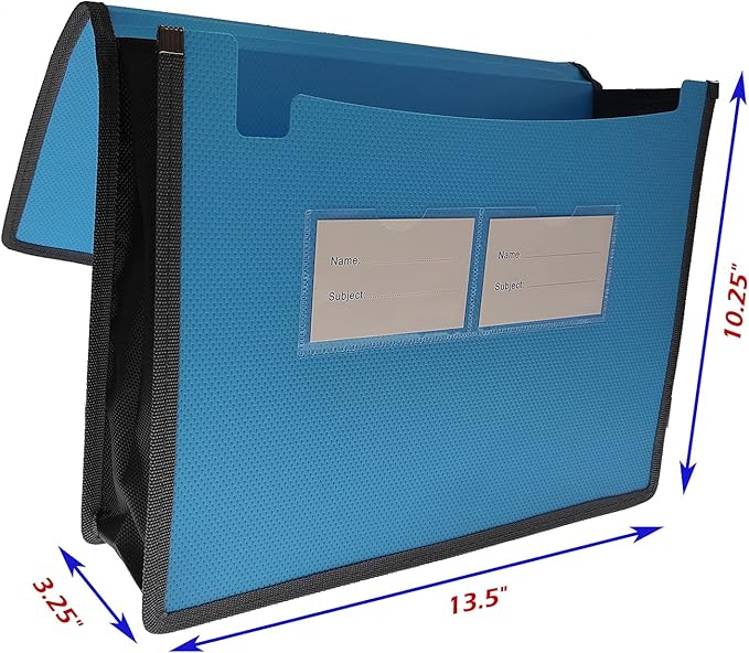 Expanding File Folder Document Organizer with Elastic Cord & Button Closure, Letter Size, 3.5" Expansion, Letter A4 Expandable File Folder for Home School Office Organization, 3 Pack