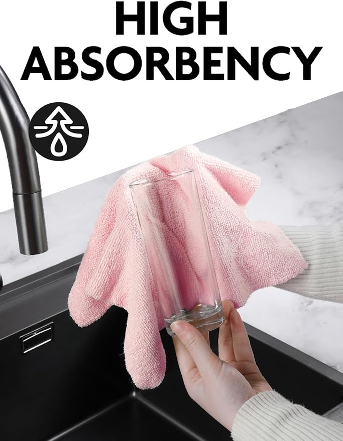 Fantasticlean Microfiber Cleaning Cloth Roll -90 Pack, Tear Away Microfiber Towels, 12" x 12", Reusable, Washable, Scratch Free, Ultra Absorbent Dish Rags for Car, Home, Garage or Shop (Pink)